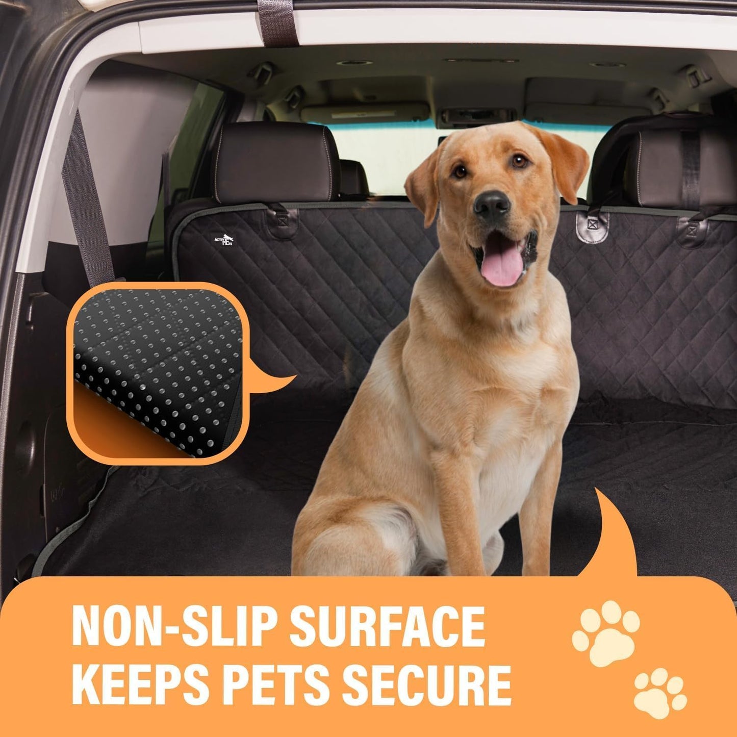 Dog Car Seat Cover for Back Seat, Waterproof Pet Hammock Protector, Durable Nonslip Seat Protection SUV Truck, Standard 53"X56", Orange