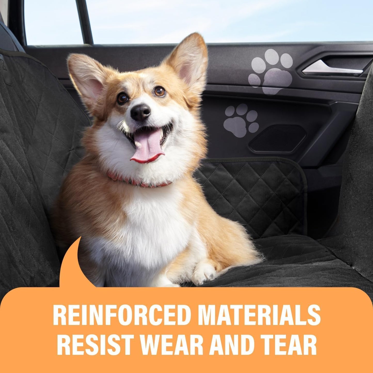 Dog Car Seat Cover for Back Seat, Waterproof Pet Hammock Protector, Durable Nonslip Seat Protection SUV Truck, Standard 53"X56", Orange