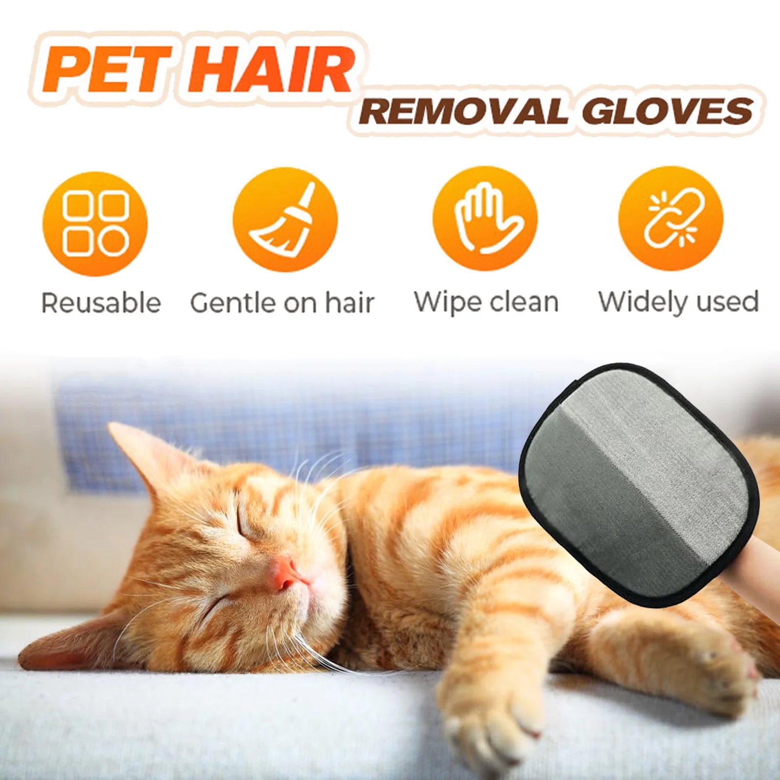 Pet Hair Removal Glove for Cats & Dogs, New Pet Electrostatic Beauty Two-Way Brush, Adhesive Hair, Hair Removal Tool, Reusable Pet Essential Hair Cleaning Gloves