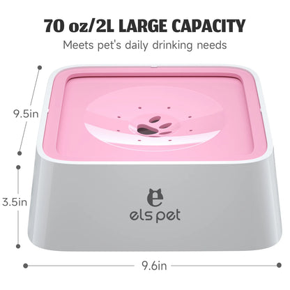 Dog Water Bowl 70Oz Dog Water Dispenser No-Spill Dog Slow Water Feeder Pink