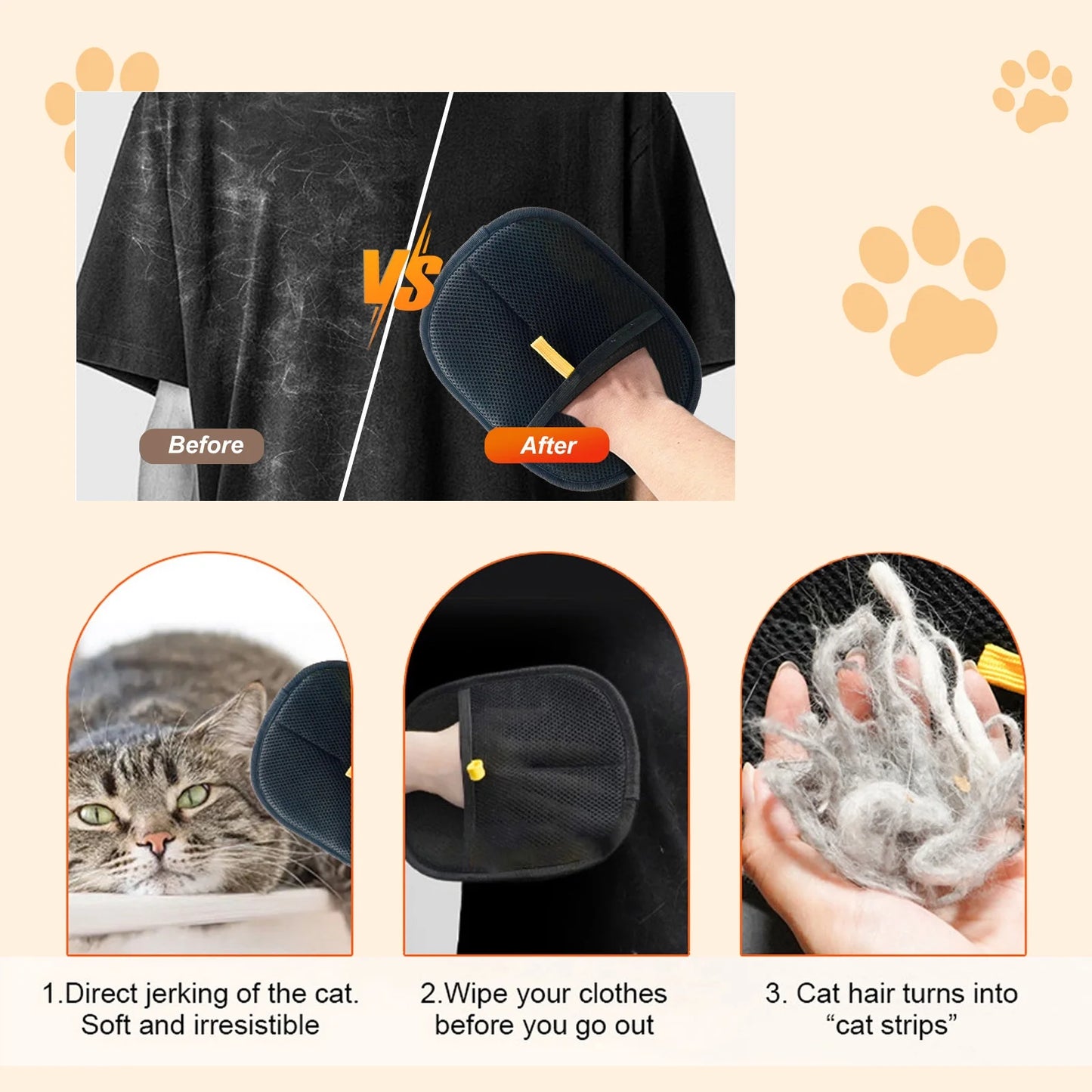 Pet Hair Removal Glove for Cats & Dogs, New Pet Electrostatic Beauty Two-Way Brush, Adhesive Hair, Hair Removal Tool, Reusable Pet Essential Hair Cleaning Gloves
