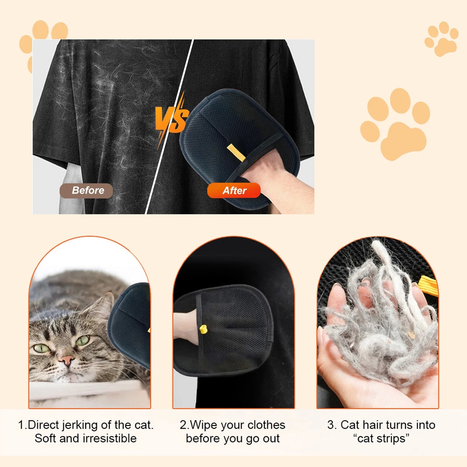 Pet Hair Removal Glove for Cats & Dogs, New Pet Electrostatic Beauty Two-Way Brush, Adhesive Hair, Hair Removal Tool, Reusable Pet Essential Hair Cleaning Gloves